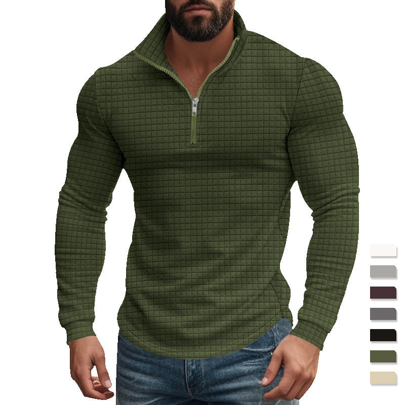 Functional T-shirt for men with high collar and textured design Chic und Stil