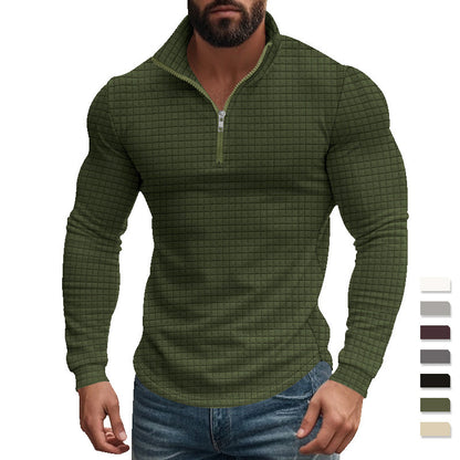 Functional T-shirt for men with high collar and textured design Chic und Stil