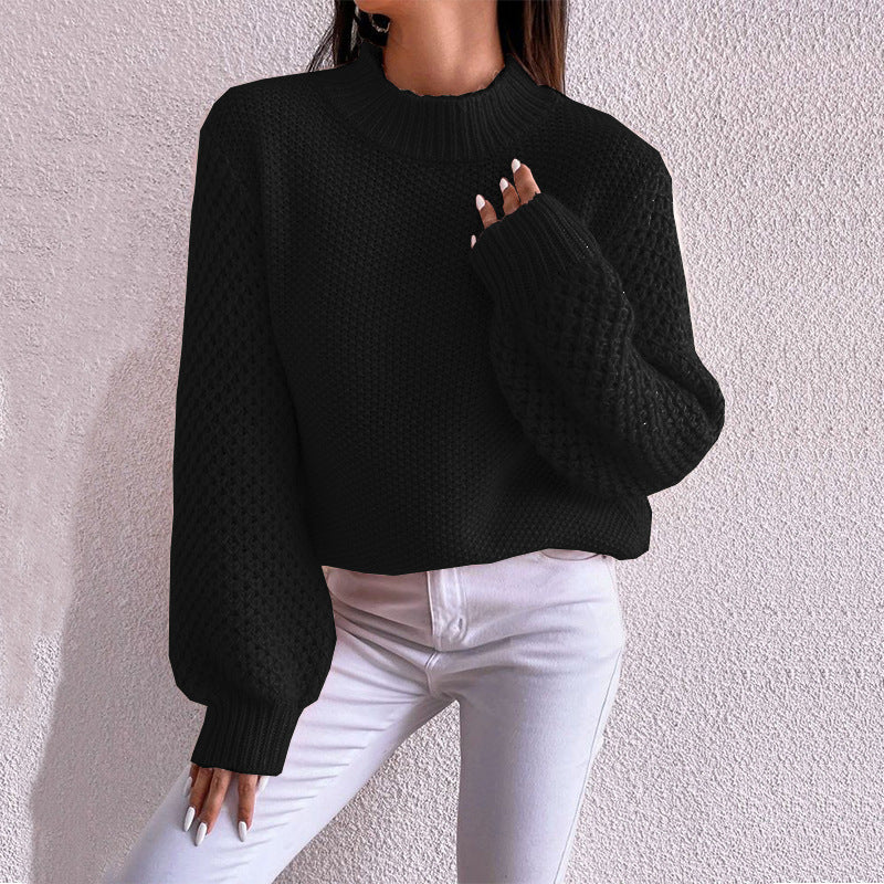 Pull-over oversized douillet pour femmes avec motif structuré et col roulé Chic und Stil