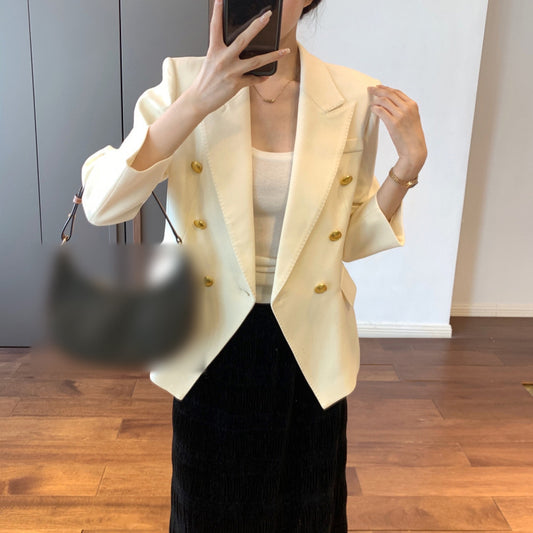 Blazer Femme Croisé Sur Mesure avec Boutons Décoratifs Chic und Stil