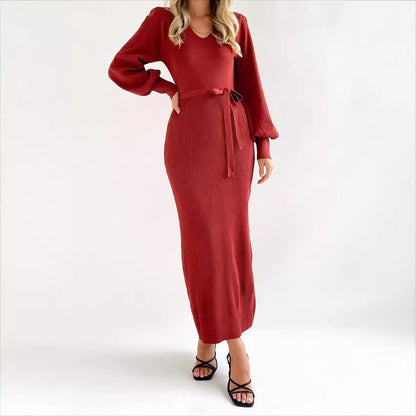 Robe en tricot élégante pour femmes avec manches bouffantes Chic und Stil