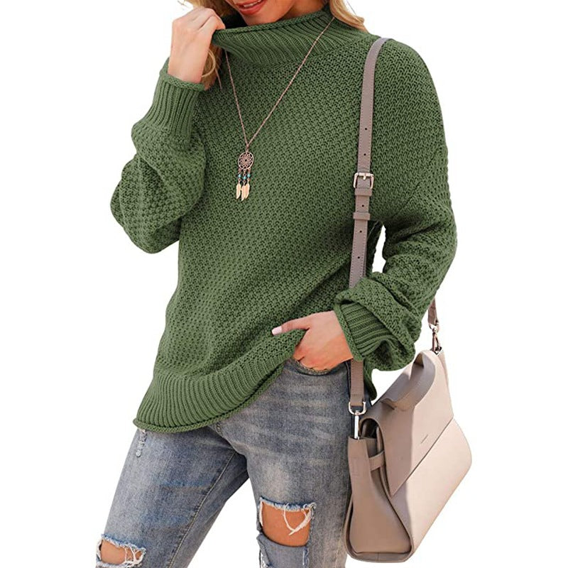 Pull en grosse maille pour femmes avec col haut et structure tendance Chic und Stil
