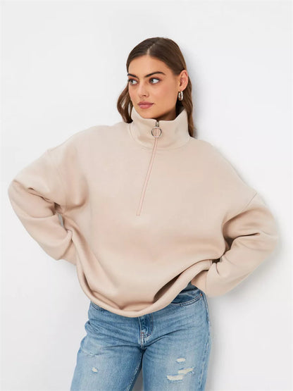 Pull en tricot décontracté pour femme avec col fendu et fermeture éclair Chic und Stil