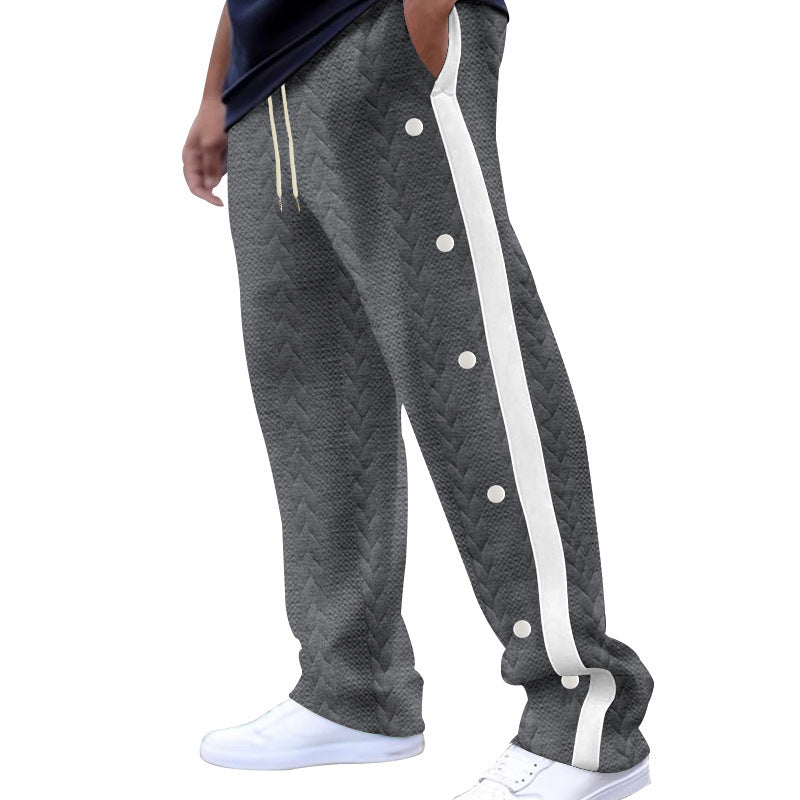 Sporty jogger pants for men with snap button and side stripes Chic und Stil