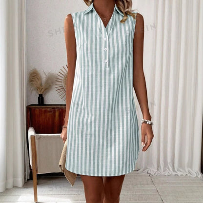 Robe chemise décontractée pour femmes avec détails de boutons et motif rayé Chic und Stil