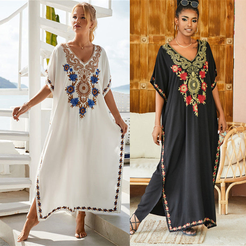 Robe kaftan brodée pour dames Chic und Stil