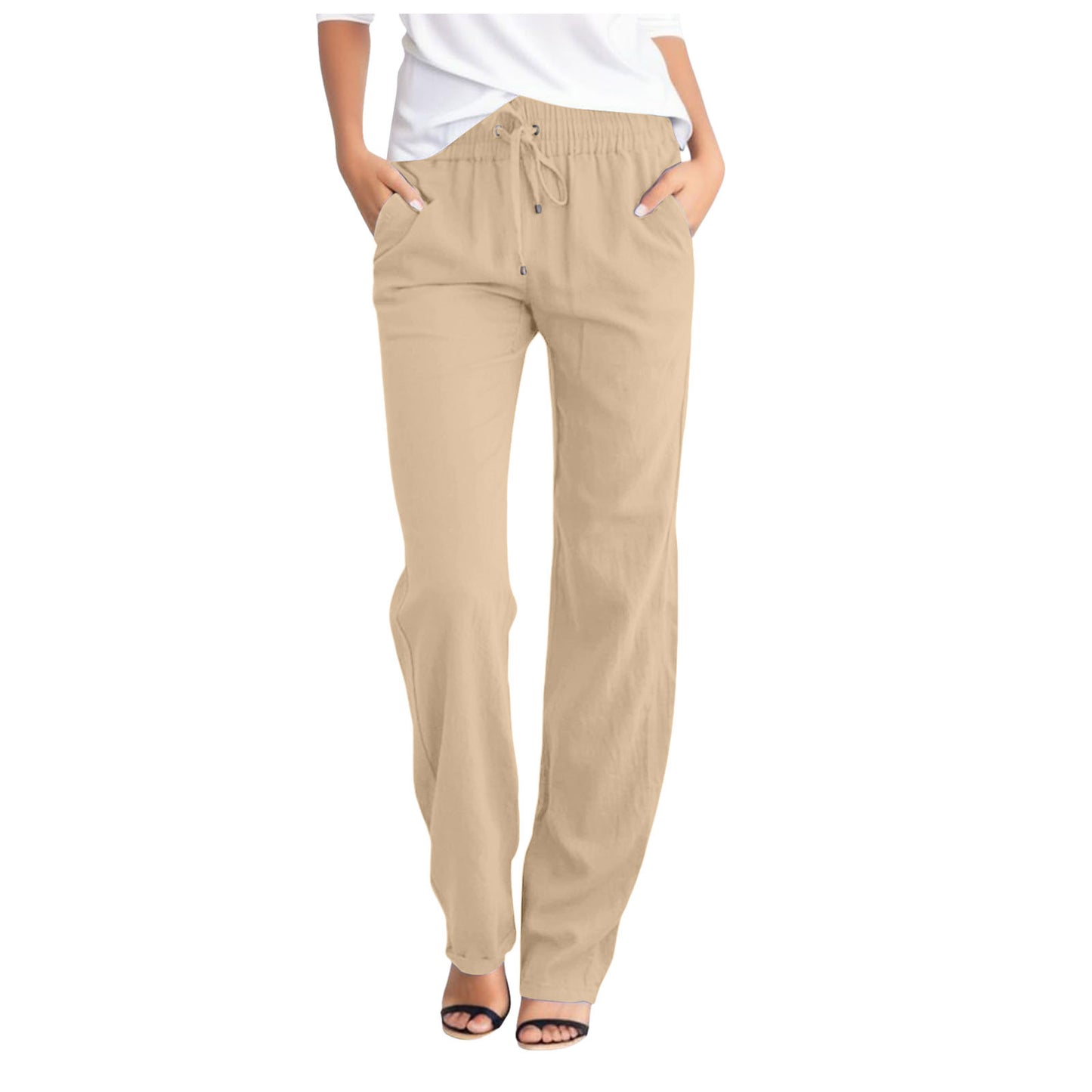 Ladies Comfortable Leisure Pants with Elastic Waistband and Practical Pockets Chic and Style