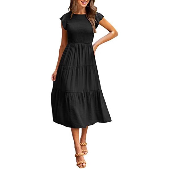 Robe maxi femme avec haut élastique et jupe évasée Chic und Stil