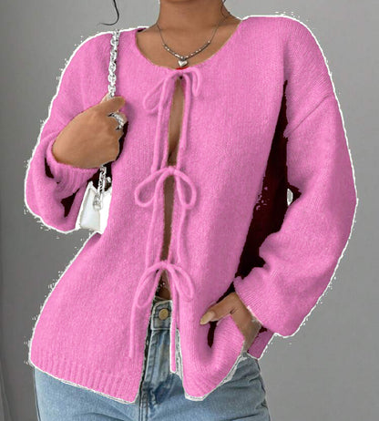 Pull en tricot oversize pour femmes avec détail de lacet décoratif Chic und Stil