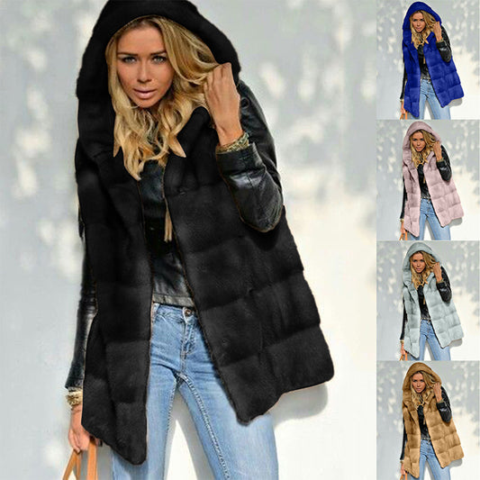 Gilet pour dames en polaire avec capuche Chic und Stil