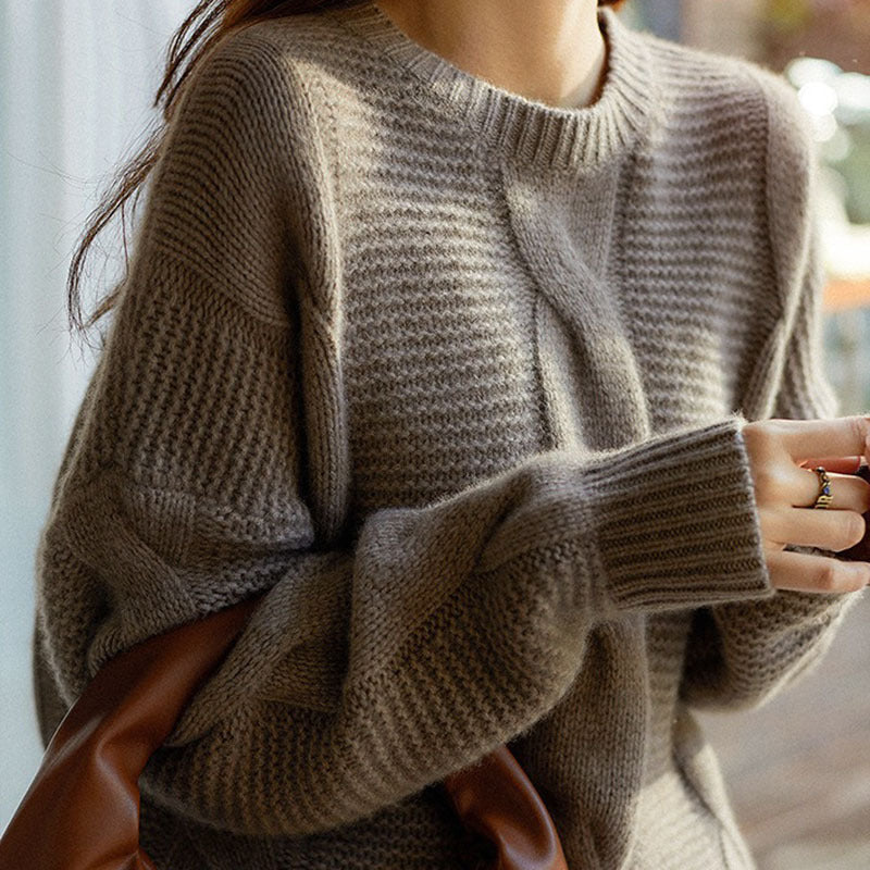 Pull en gros tricot pour femmes avec design structuré et manches larges Chic und Stil