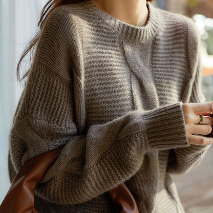 Pull en gros tricot pour femmes avec design structuré et manches larges Chic und Stil