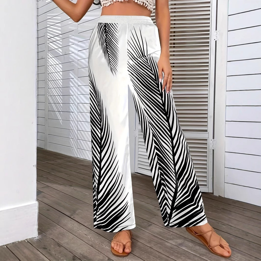 Elegant and lightweight palazzo pants for women with palm tree pattern Chic and Style