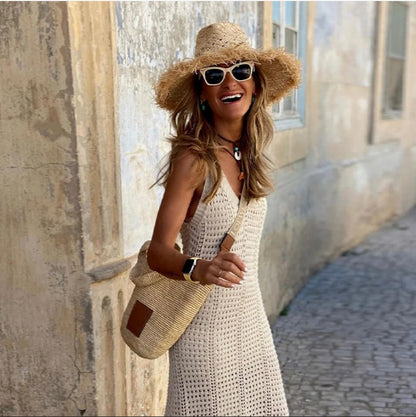 Robes maxi en crochet pour femmes avec des détails lacés aérés et un design élégant Chic und Stil