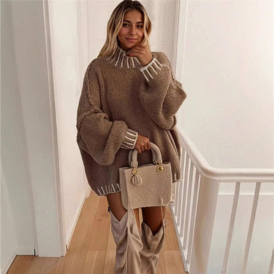 Pull en tricot oversize pour dames avec col décoratif Chic und Stil
