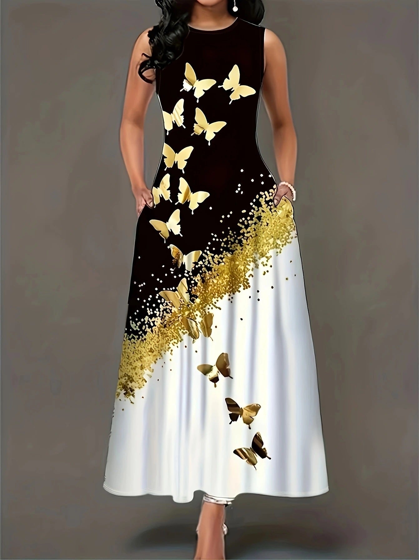 Robe maxi femme avec motif floral et poches pratiques Chic und Stil