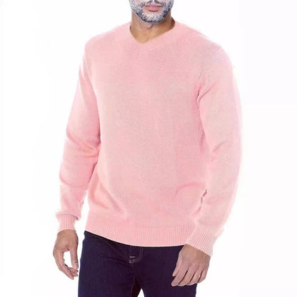 Pull en V à col pour hommes en tricot fin Chic und Stil