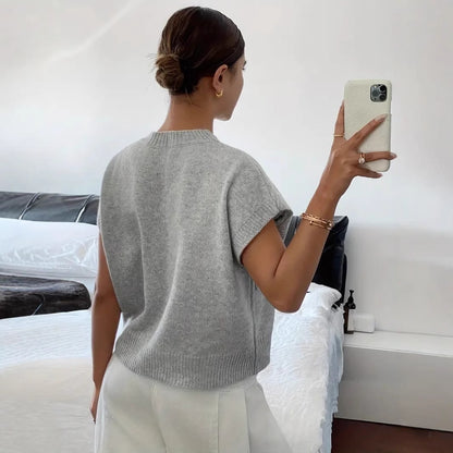 Pull femme à manches courtes avec motif floral en relief et coupe décontractée Chic und Stil