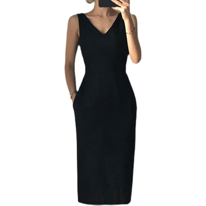 Robe midi élégante pour femme à décolleté en V avec poches Chic und Stil