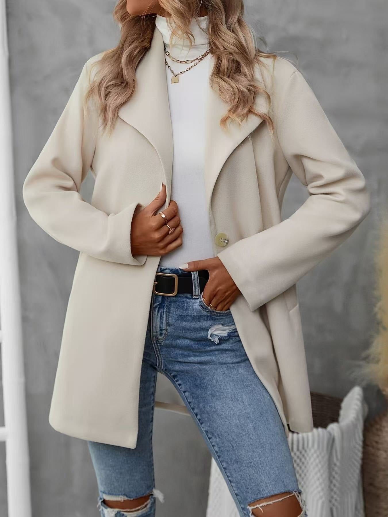 Dames Élégante Veste Oversize avec Coupe Classique et Boutons Modernes Chic und Stil