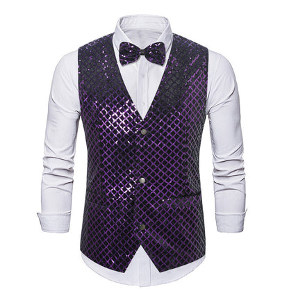 Blazer élégant en sequins pour hommes avec fermeture à nœud assortie Chic und Stil