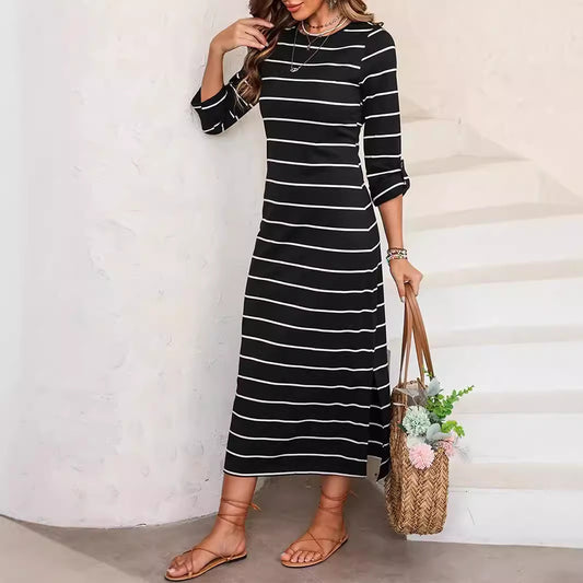 Robe maxi rayée décontractée pour femme Chic und Stil