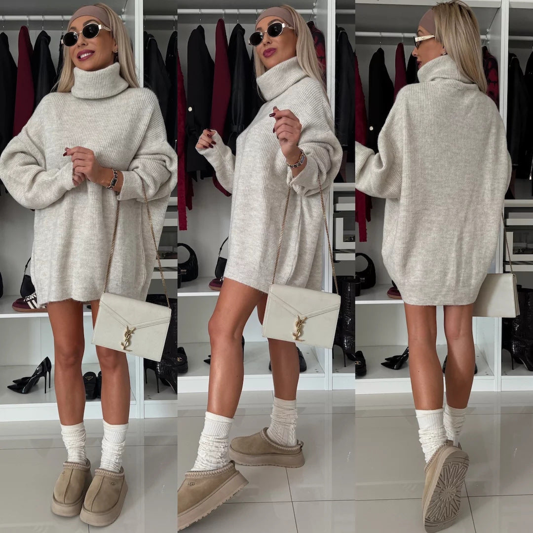 Pull avec col roulé oversized pour femmes en tricot de haute qualité Chic und Stil