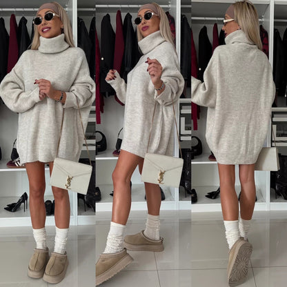 Pull avec col roulé oversized pour femmes en tricot de haute qualité Chic und Stil
