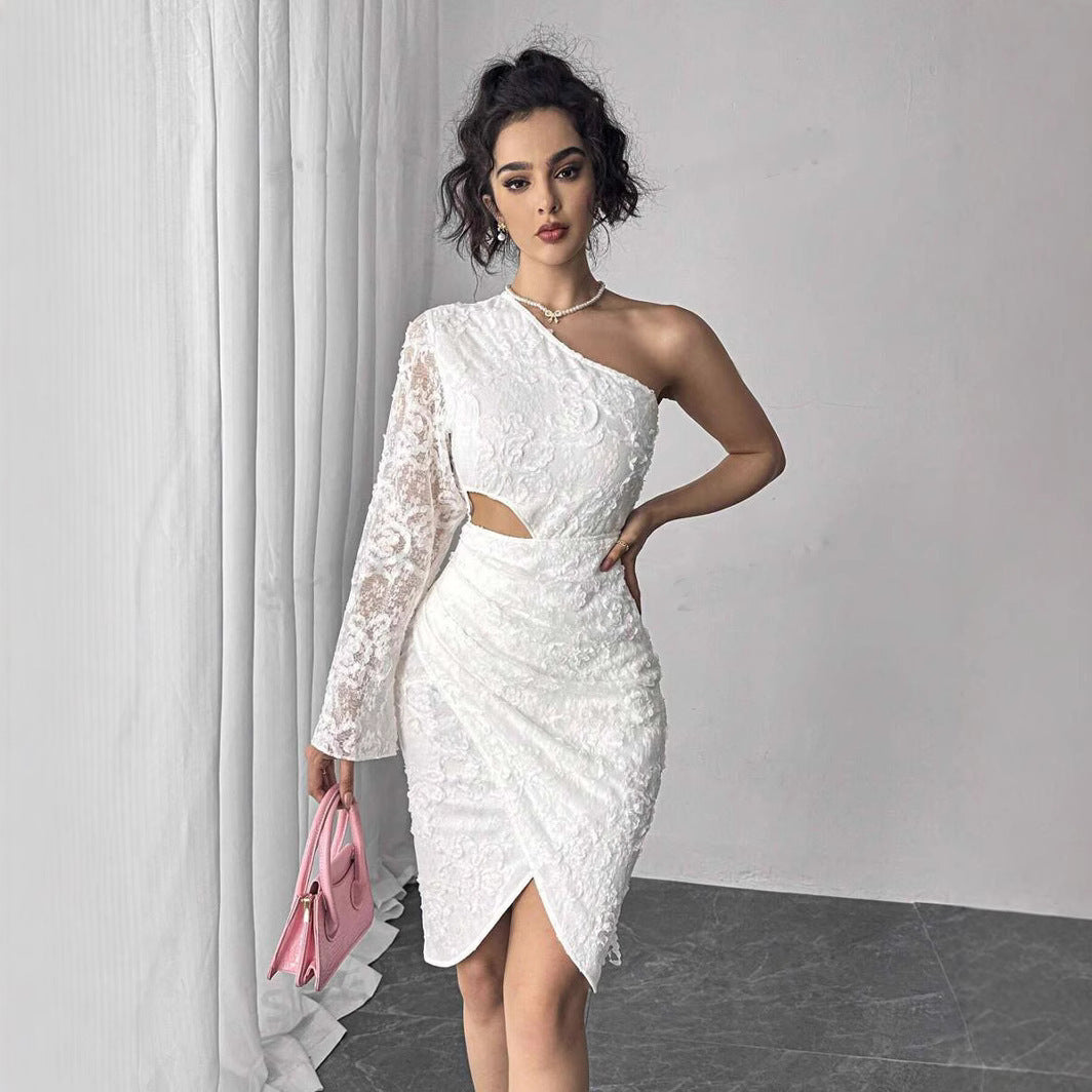 Robe de cocktail asymétrique en dentelle pour femmes Chic und Stil
