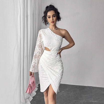 Robe de cocktail asymétrique en dentelle pour femmes Chic und Stil