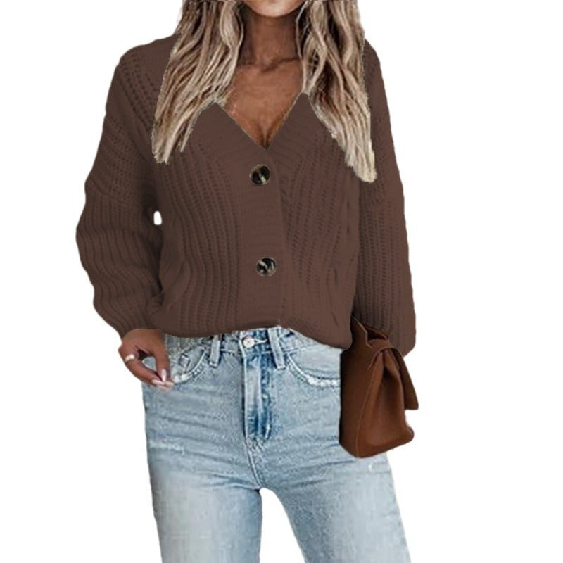 Dames gros tricot cardigan avec motif structuré et détails de bouton tendance Chic und Stil