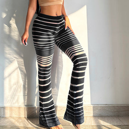 Leggings rayées taille haute pour femmes Chic und Stil