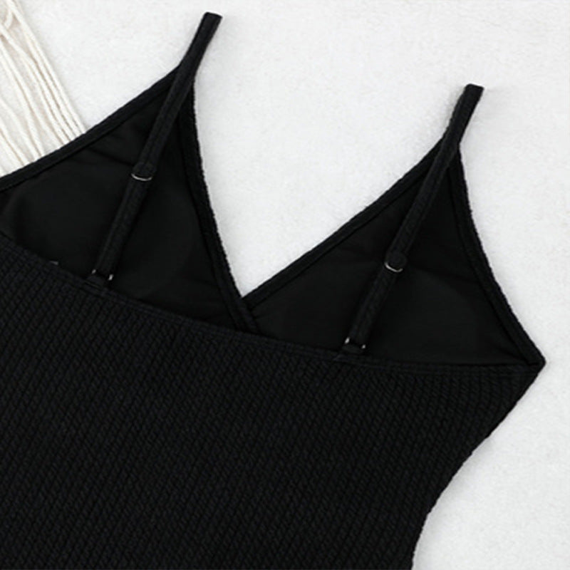 Dames Détail Froncé Taille Haute Maillot de Bain Chic und Stil