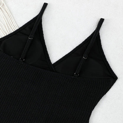 Dames Détail Froncé Taille Haute Maillot de Bain Chic und Stil