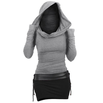 Robe hoodie pour femmes avec col enveloppant et coupe près du corps Chic und Stil