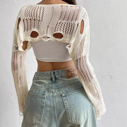 Dames off-shoulder pull-over avec détails découpés et coupe décontractée Chic und Stil