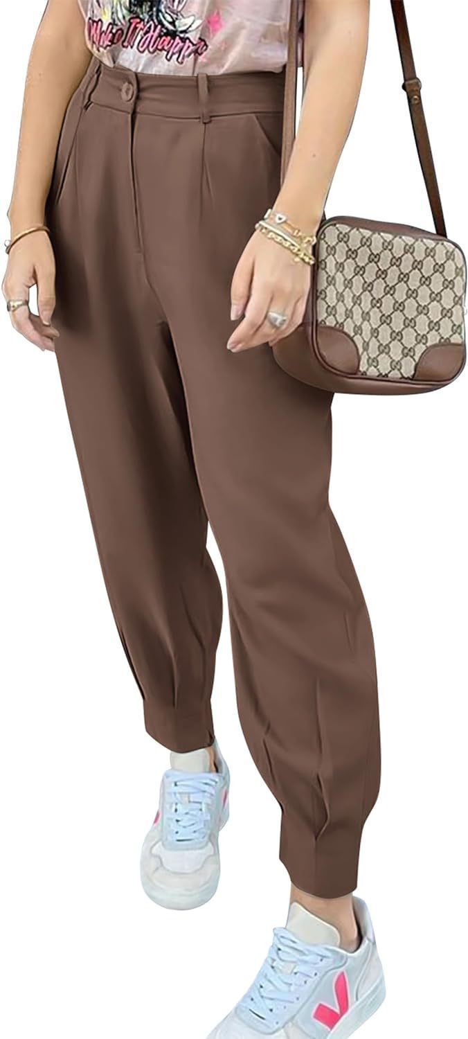 Elegant and fashionable high-waisted pants for women with pleats and side pockets Chic and Style