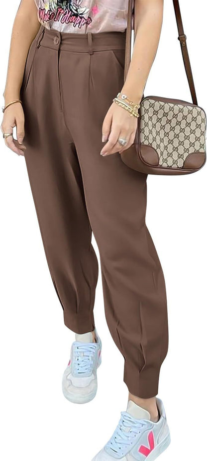 Elegant and fashionable high-waisted pants for women with pleats and side pockets Chic and Style