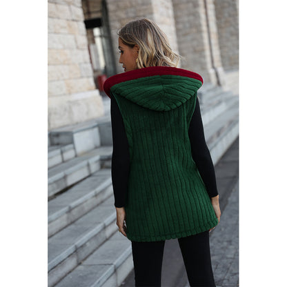 Dames Douillette Gilet en Fleece avec Capuche et Broderie Festive Chic und Stil
