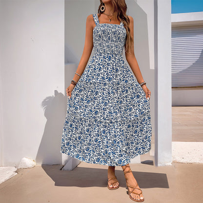 Robe Maxi Smockée à Imprimé Floral pour Femme Chic und Stil