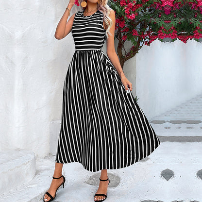 Robe maxi A-line à rayures pour femmes avec une élégance ample Chic und Stil