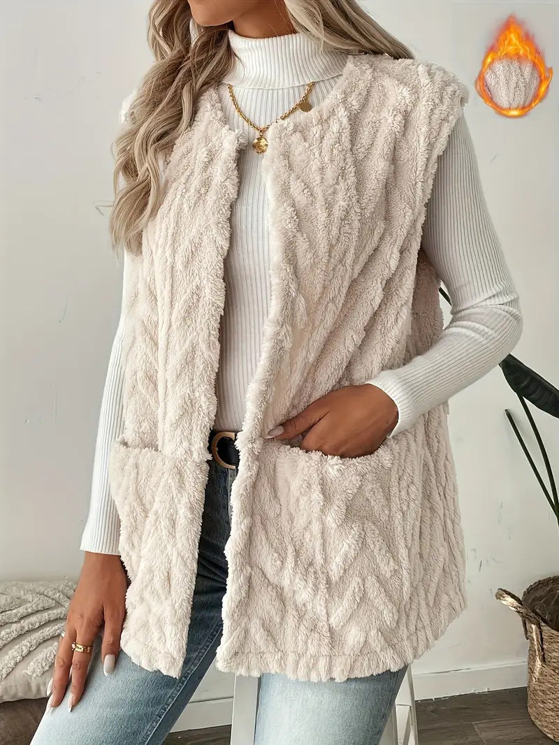 Dames Gilet Douillet avec Design Texturé Chic und Stil
