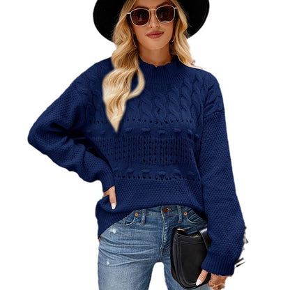Thick knit pullover for women with trendy openwork pattern Chic und Stil