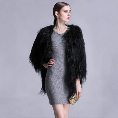 Dames Élégant Cape en Fausse Fourrure avec Coupe Ample Chic und Stil