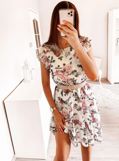 Robe Midi à Manches Cap Floral Chic und Stil