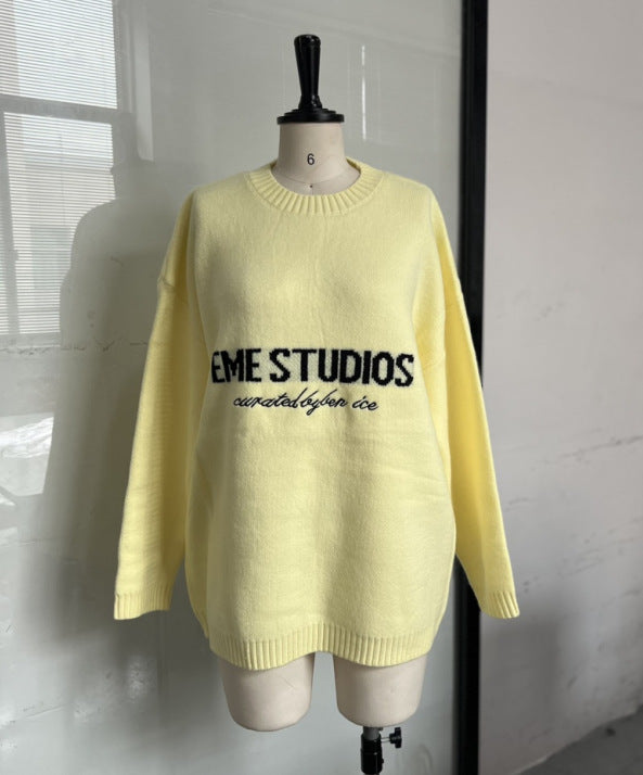Dames Pull Oversized avec inscription créative Chic und Stil