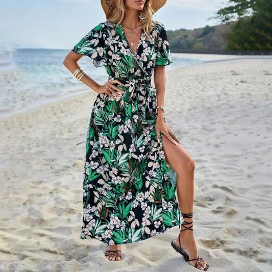 Robe Maxi en Viscose à Motif Fleurs pour Femmes Chic und Stil 1751507051