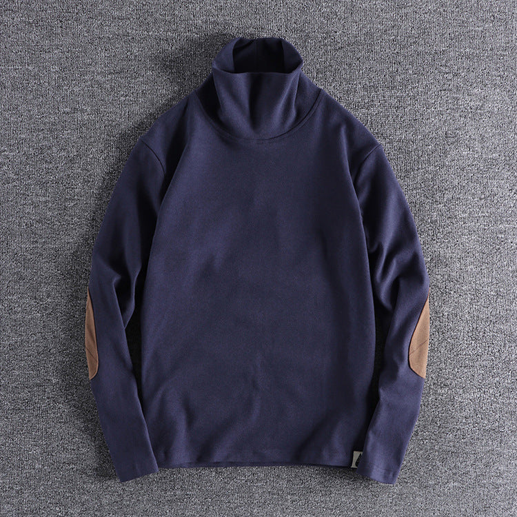 Pull en polaire à col montant pour hommes avec des coudières contrastantes Chic und Stil