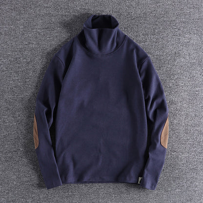 Pull en polaire à col montant pour hommes avec des coudières contrastantes Chic und Stil