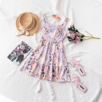 Robe d'été à volants floraux pour femmes Chic und Stil